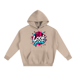 Unisex Oversize Fleeced Hoodie - Gray Apricot, S