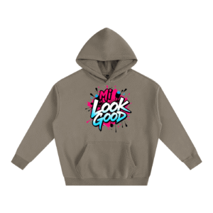Unisex Oversize Fleeced Hoodie - Gray Coffee, S