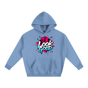 Unisex Oversize Fleeced Hoodie - Medium Blue, XL