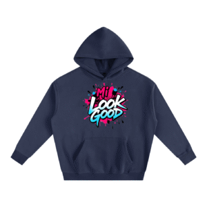Unisex Oversize Fleeced Hoodie - Navy Blue, L