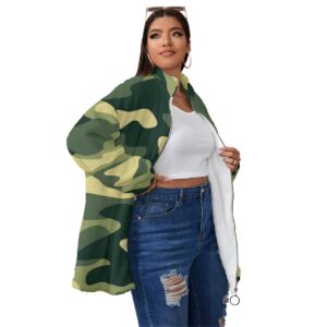 Unisex Borg Fleece Stand-Up Collar Coat (Plus Size)