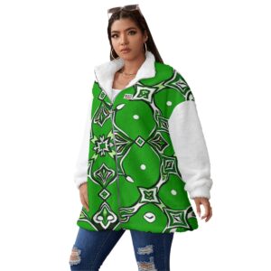 Unisex Borg Fleece Stand-up Collar Coat With Zipper Closure(Plus Size)