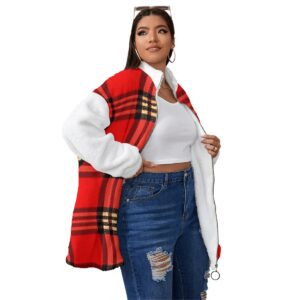 Unisex Borg Fleece Stand-up Collar Coat With Zipper Closure (Plus Size)