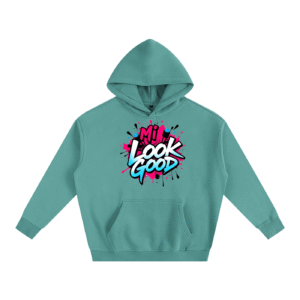 Unisex Oversize Fleeced Hoodie - Medium Green, M