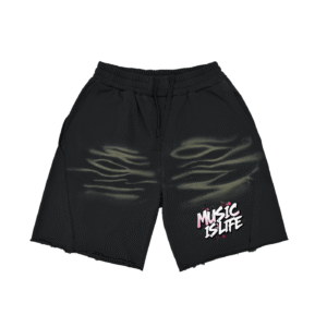 Unisex Vintage Washed Tiger Stripes Short Pants - Black, L