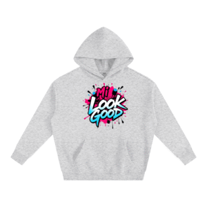 Unisex Oversize Fleeced Hoodie - Flower Gray, 2XL