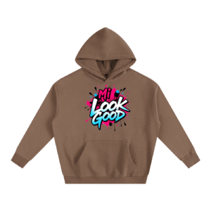 Unisex Oversize Fleeced Hoodie - Brown, M