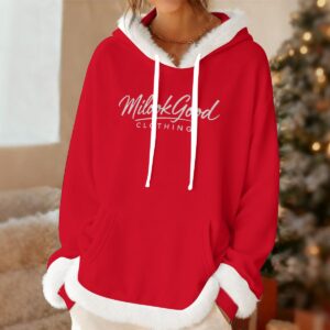 Women's Fleece Hoodie With Decorative Trim - S