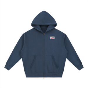 Essential Fleece Boxy Hoodie - Navy Blue, L