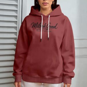 Women's Oversize Hoodie With Fleece - Tuscan Red, 6XL