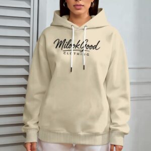 Women's Oversize Hoodie With Fleece - Vanilla Cream, 4XL