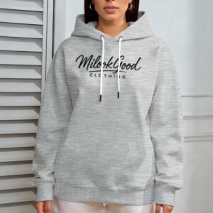 Women's Oversize Hoodie With Fleece - Platinum Gray, 5XL