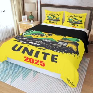 Jamaican Unite Three-Piece Duvet Bedding Set - Black, Full