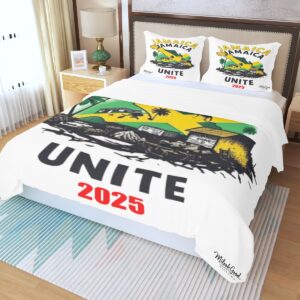 Jamaican Unite Three-Piece Duvet Bedding Set - White, Twin