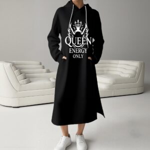 Women's Fleece-Lined Hoodie Dress With Side slits