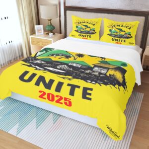 Jamaican Unite Three-Piece Duvet Bedding Set - White, Twin