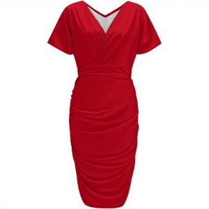 Women's V-neck pleated dress - 5XL