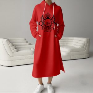 Women's Fleece-Lined Hoodie Dress With Side slits - Ferrari Red, 5XL