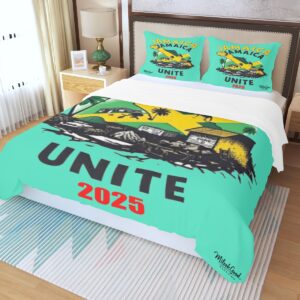 Jamaican Unite Three-Piece Duvet Bedding Set - White, Twin