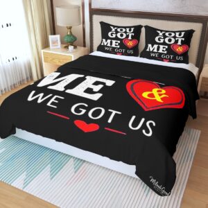 “We Got Us” Three-Piece Duvet Bedding Set - Black, Twin