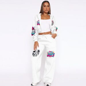 Women’s Tracksuit With Fleece - White, S