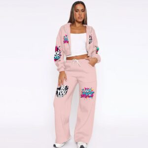 Women’s Tracksuit With Fleece - Rose Quartz, 4XL