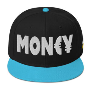 Snapback Hat - Aqua blue / Black / Black