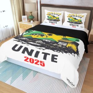 Jamaican Unite Three-Piece Duvet Bedding Set - Black, Full