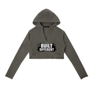 Vintage Washed Raw Edge Hoodie (Women) - Dark Gray, XL