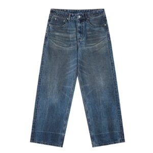 Men’s Vintage Wash Baggy Denim Jeans - Denim Blue, XL