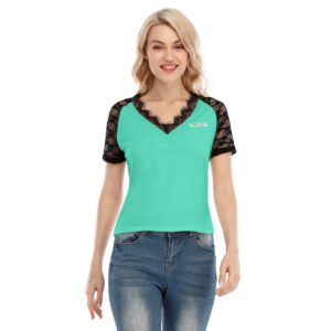 Women's V-neck T-shirt With Lace - S