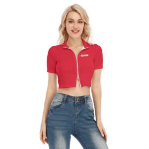 Women's Short Sleeve T-shirt With Two-way Zipper - XL