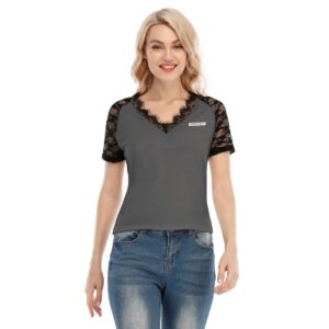 Women's V-neck T-shirt With Lace