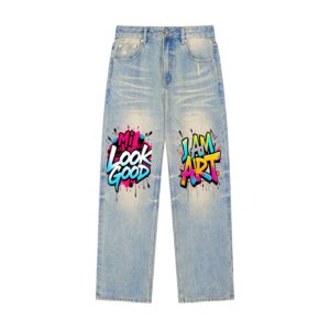 Sun Fade Raw Hem Denim Jeans (Unisex)