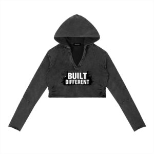Vintage Washed Raw Edge Hoodie (Women) - Washed Black, L