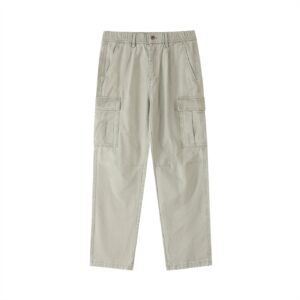 Cotton Elastic-Waist Cargo Pants (Men) - Light Gray, M