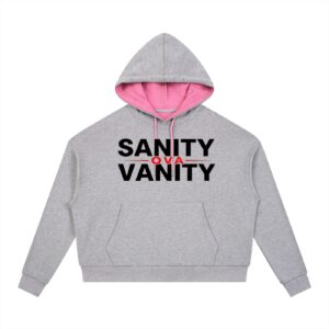 Contrast Drawstring Hoodie (Unisex) - Flower Gray, S