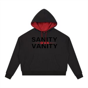 Contrast Drawstring Hoodie (Unisex) - Black, S