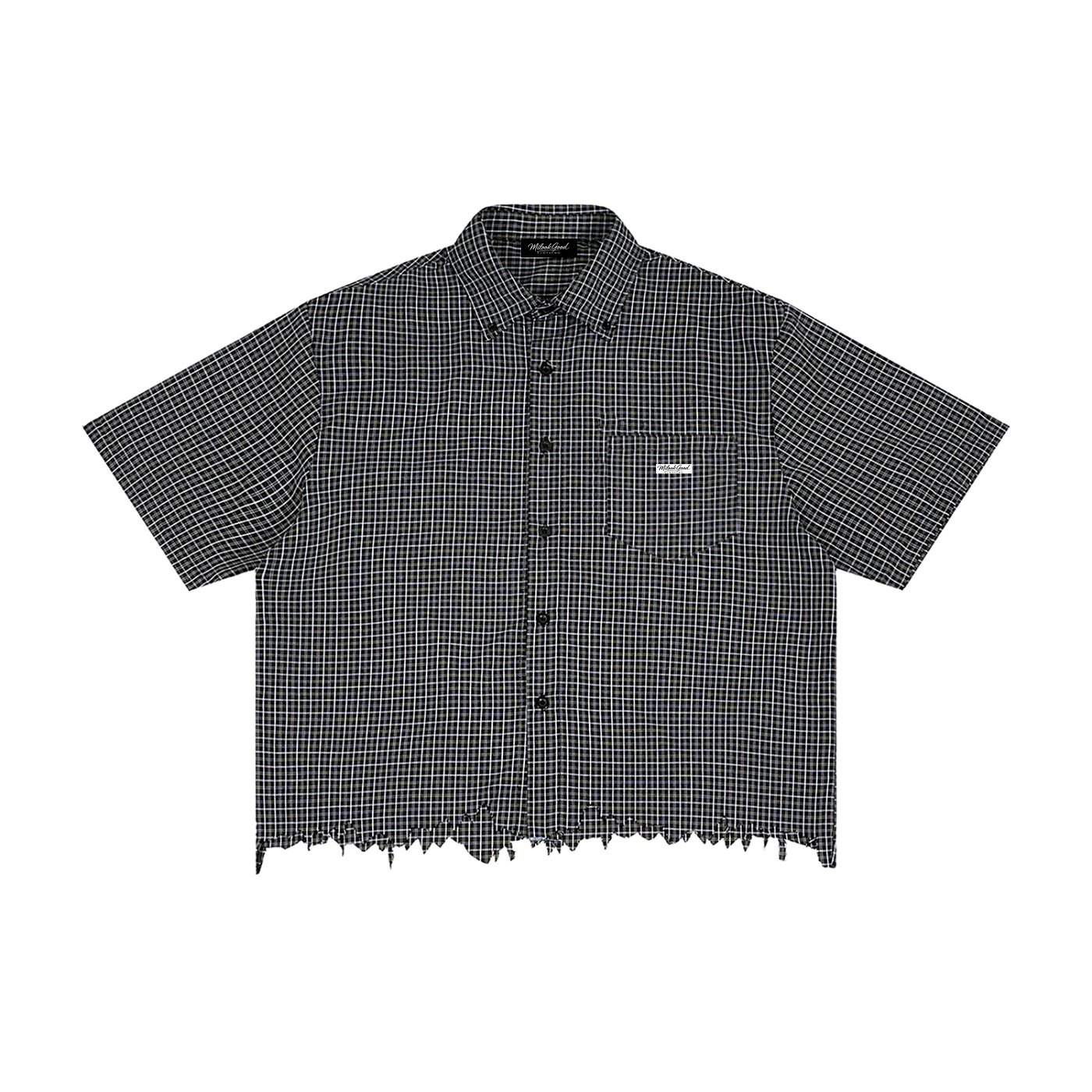 MLG Unisex Distressed Plaid Shirt & Capri Shorts Set - Image 1